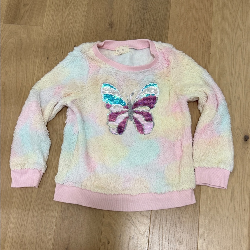 btween Multicolor Sequin Butterfly Sweatshirt